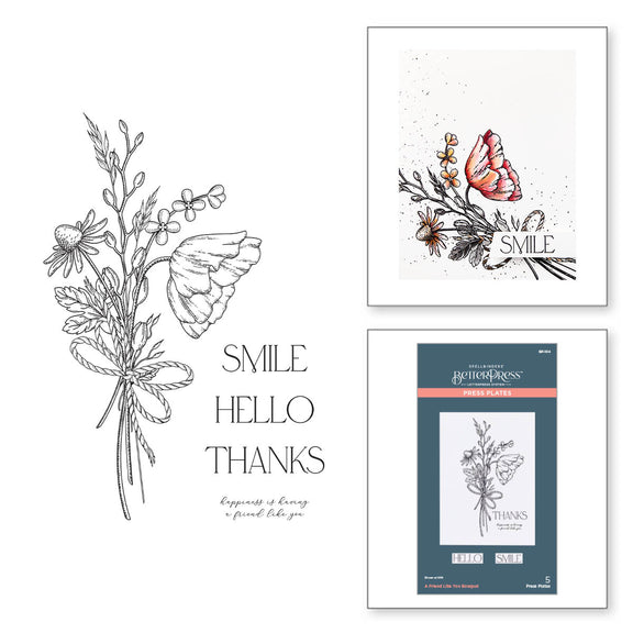 Spellbinders A Friend Like You Bouquet Press Plate - Pressed Posies Collection
