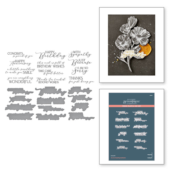Spellbinders You are Everything Sentiments Press Plate & Die Set - Pressed Posies Collection
