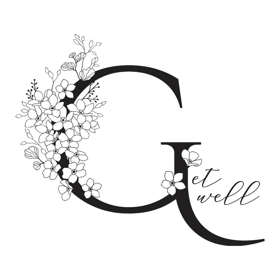 Spellbinders Floral G and Sentiment Press Plate - Every Occasion Floral Alphabet Collection