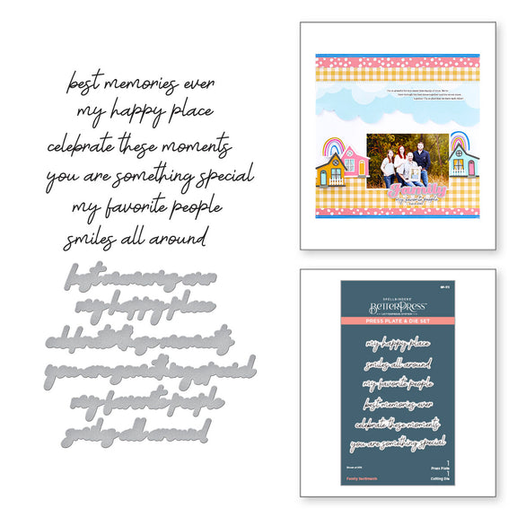 Spellbinders Family Sentiments Press Plate & Die Set - Storytelling by Spellbinders Collection