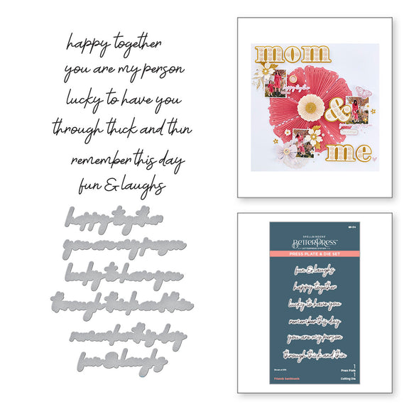 Spellbinders Friends Sentiments Press Plate & Die Set - Storytelling by Spellbinders Collection