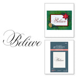 Spellbinders Copperplate Believe Press Plate - Copperplate Holiday Sentiments Collection