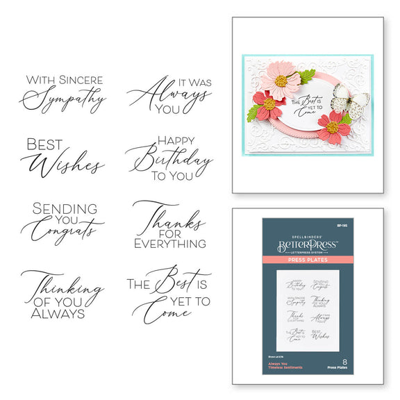 Spellbinders Always You Timeless Sentiments Press Plates - Timeless Collection
