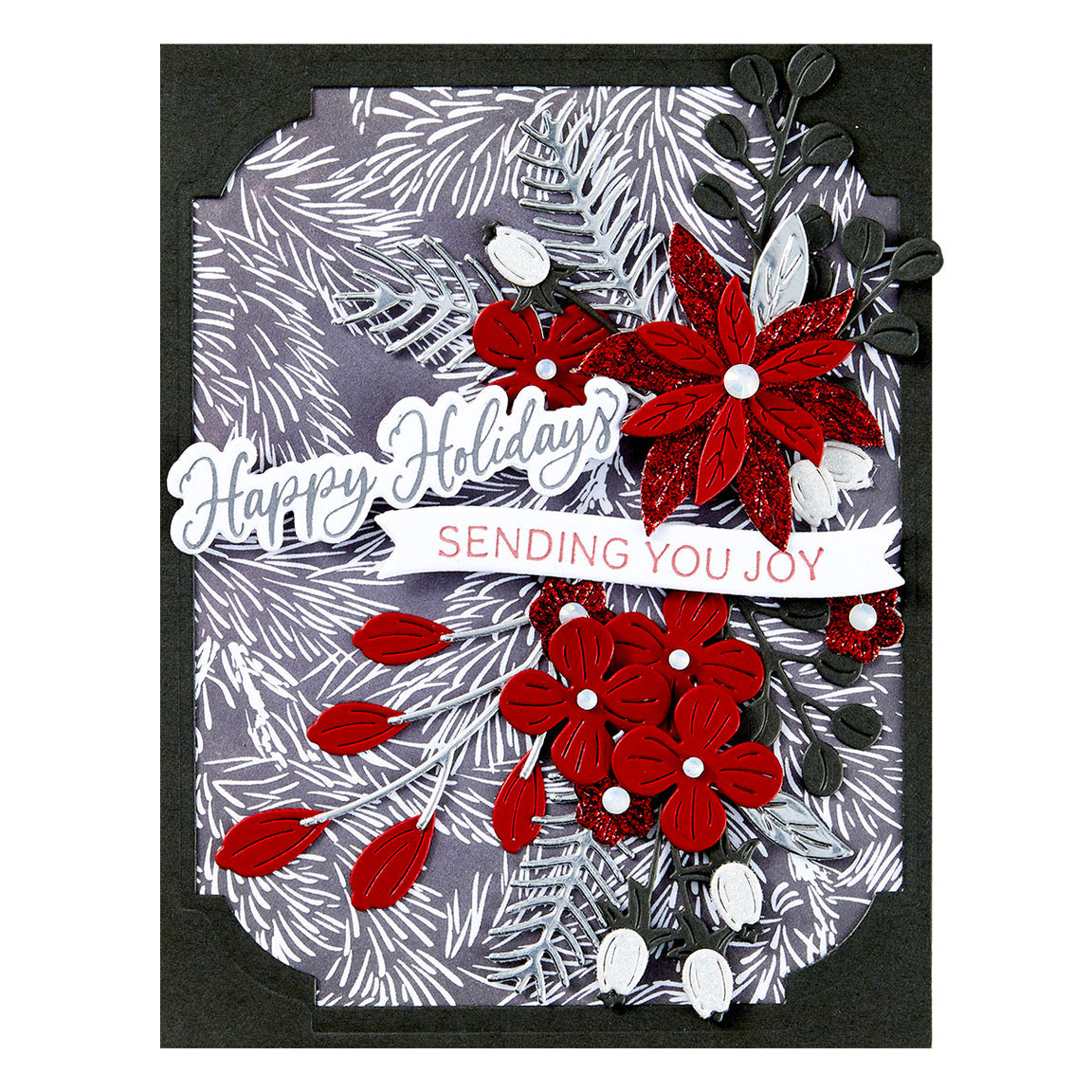 Spellbinders Sending Joy Sentiments Press Plate & Die Set - Home for the Holidays Collection