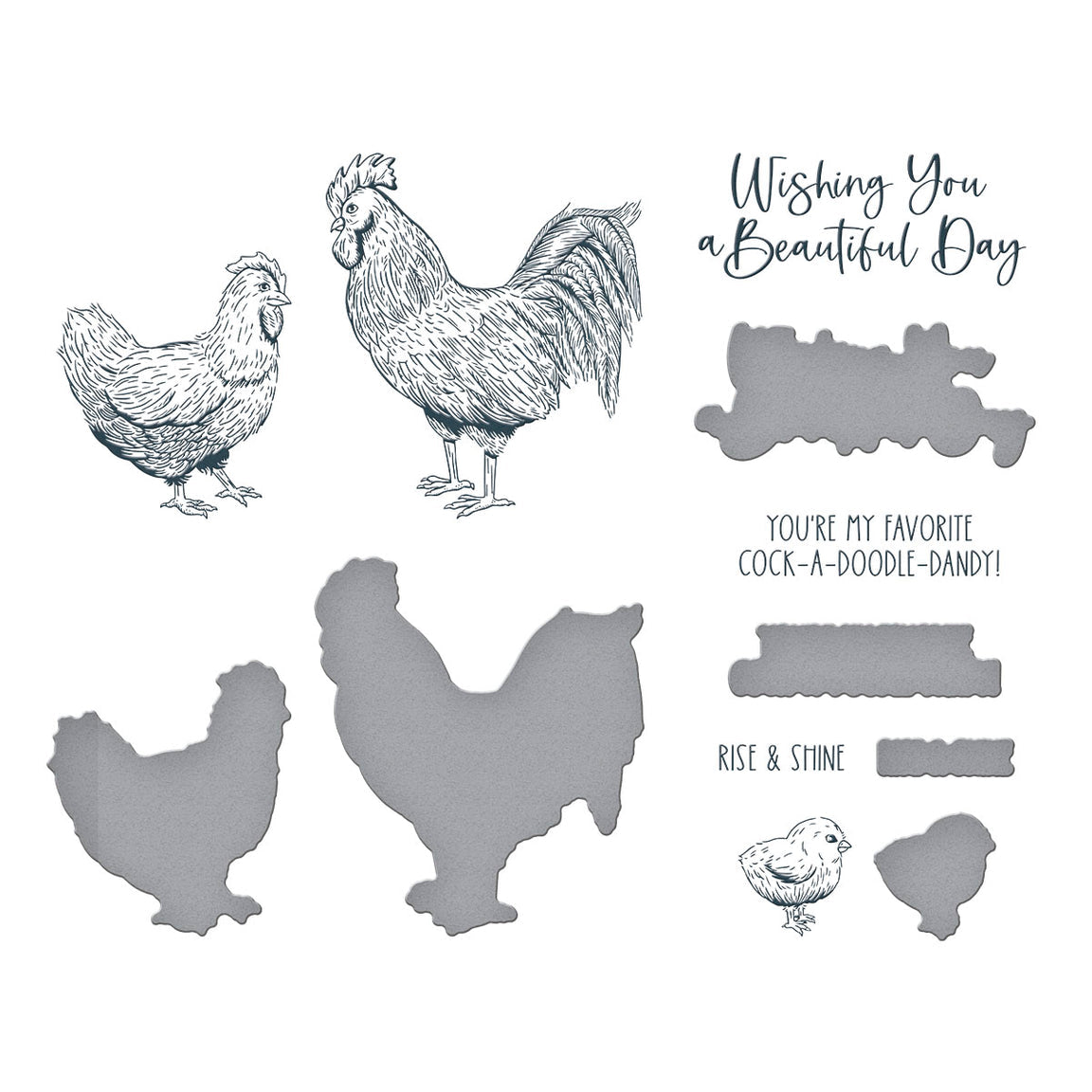 Spellbinders Feathered Friends BetterPress Plate & Die Set - Justine's Farm Collection - Justine Dvorak
