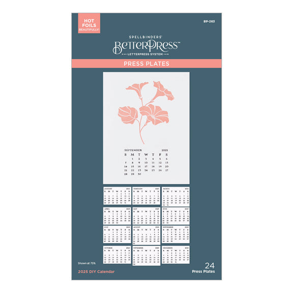 Spellbinders 2025 DIY Calendar Press Plates and DIY Easel BetterPress Dies Bundle - Florals Through the Year Collection