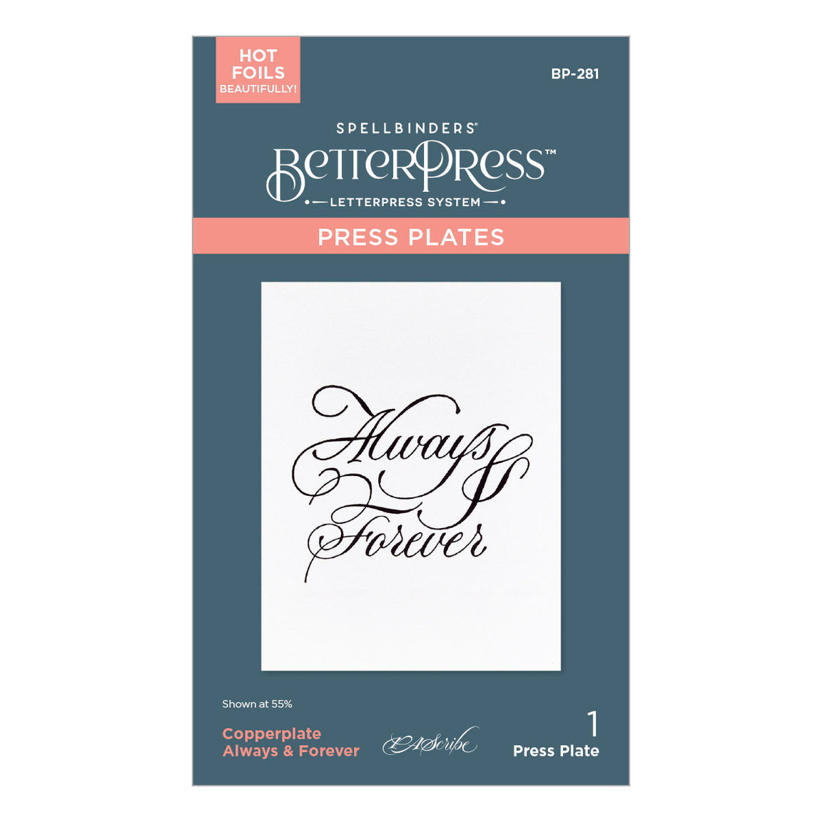 Spellbinders Copperplate Always & Forever BetterPress Plate - Copperplate On Your Wedding Day Collection - Paul Antonio