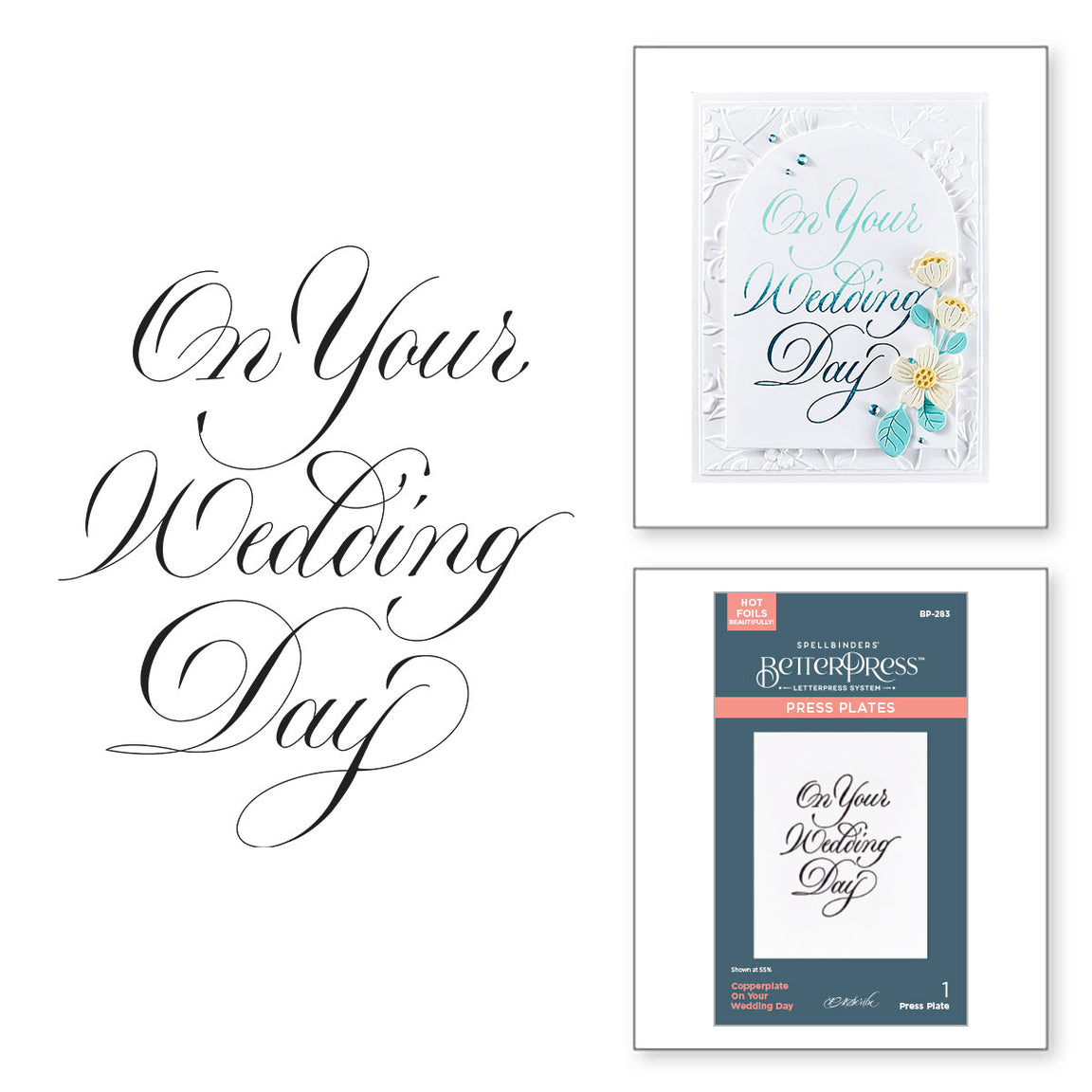 Spellbinders Copperplate On Your Wedding Day BetterPress Plate - Copperplate On Your Wedding Day Collection - Paul Antonio