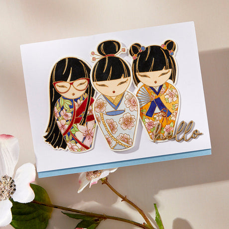 Spellbinders Kokeshi Dolls BetterPress Plate & Die Set from the Spring in Kyoto Collection by Alex Syberia Designs