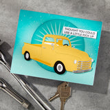 Spellbinders Cruisin' By Sentiments Clear Stamp & Die Set from the Classic Road Legends Collection by Mindy Eggen