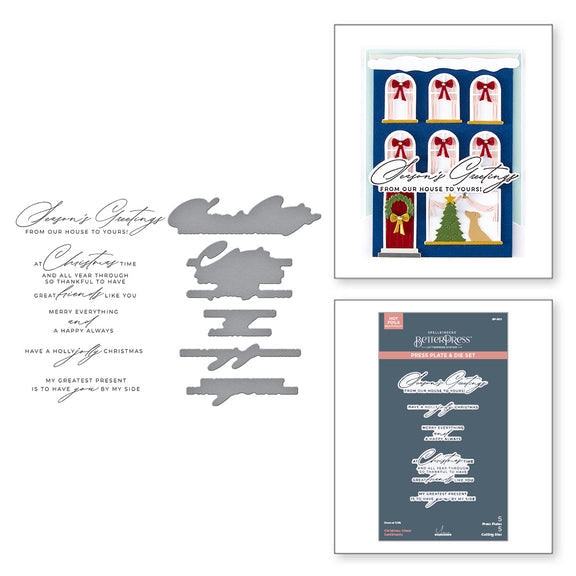 Spellbinders Christmas Cheer Sentiments BetterPress Plate & Die Set from the City Holiday Collection by Yana Smakula