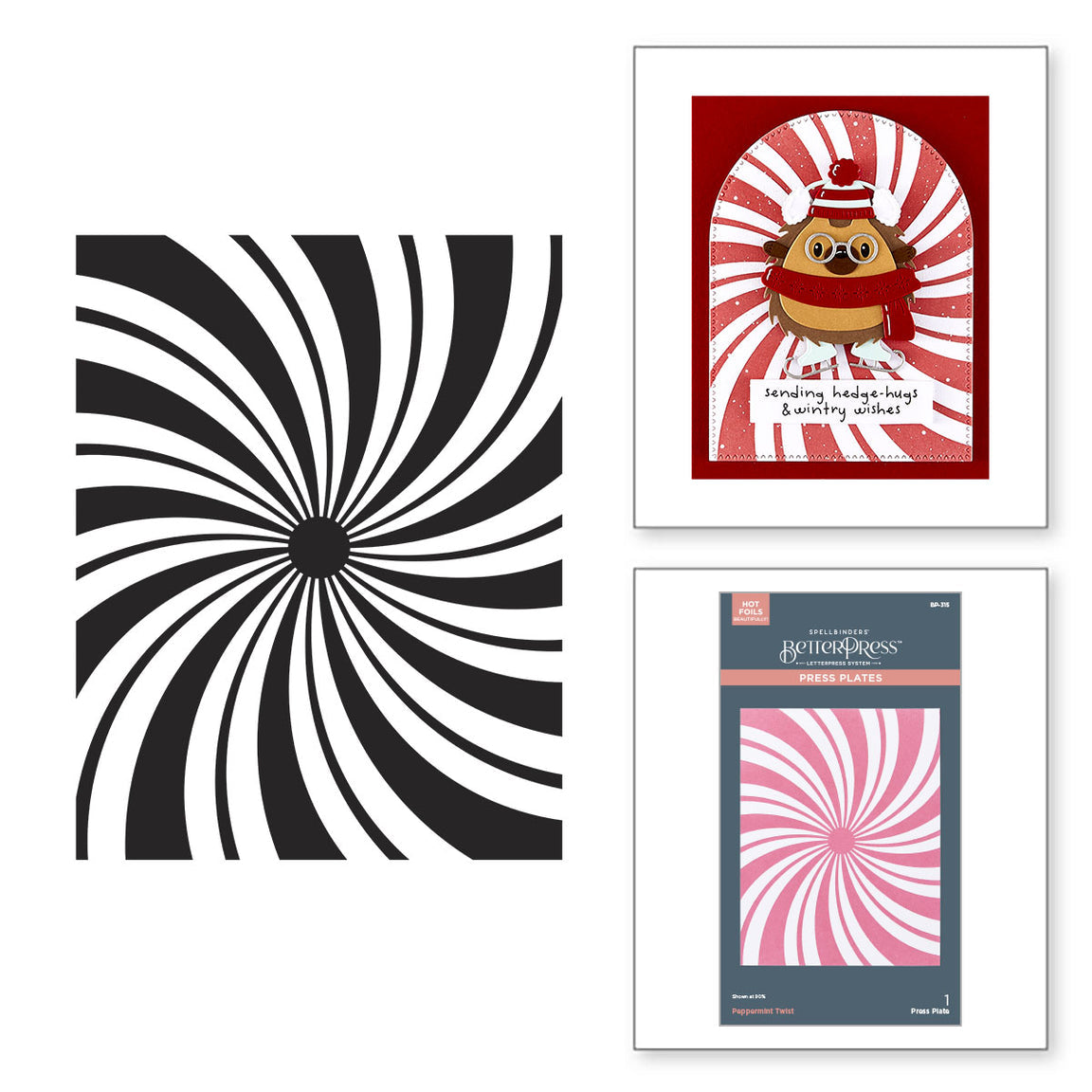Spellbinders Peppermint Twist BetterPress Plate from the Merry Mischief Collection