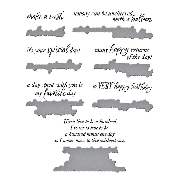 Spellbinders A Very Happy Birthday Sentiments Press Plate & Die Set from the Say Cheese Classic Pooh Birthday Collection