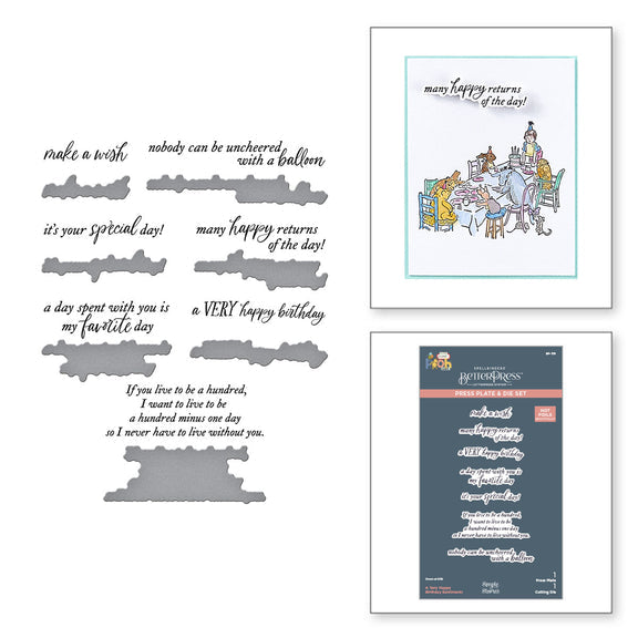 Spellbinders A Very Happy Birthday Sentiments Press Plate & Die Set from the Say Cheese Classic Pooh Birthday Collection