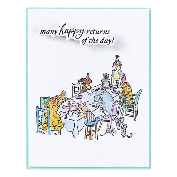 Spellbinders A Very Happy Birthday Sentiments Press Plate & Die Set from the Say Cheese Classic Pooh Birthday Collection