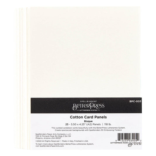 Spellbinders Bisque BetterPress A2 Cotton Card Panels - 25 Pack
