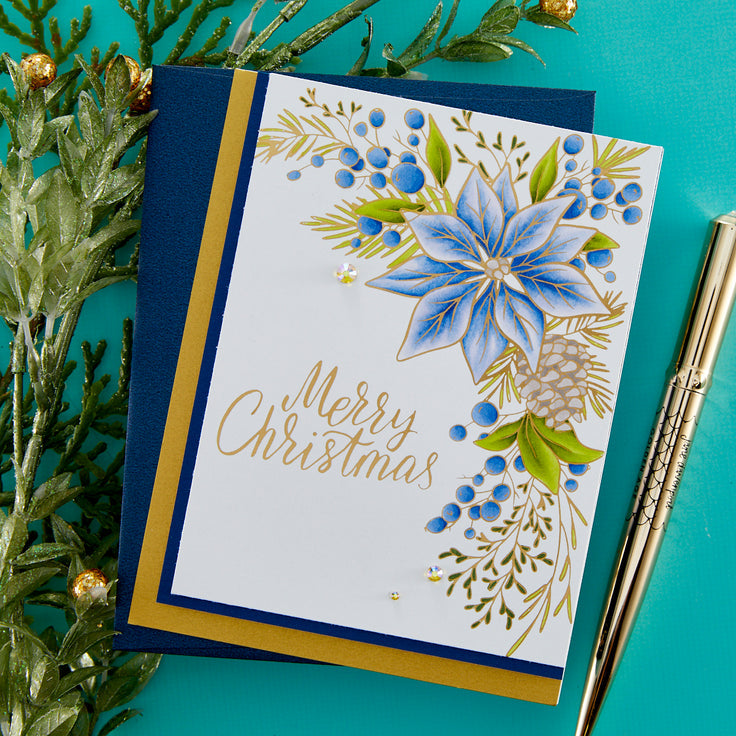 Spellbinders Poinsettia Corner Press Plate & Die Set - More BetterPress Christmas Collection