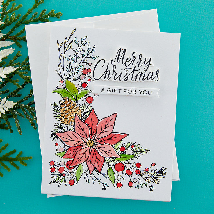 Spellbinders Poinsettia Corner Press Plate & Die Set - More BetterPress Christmas Collection