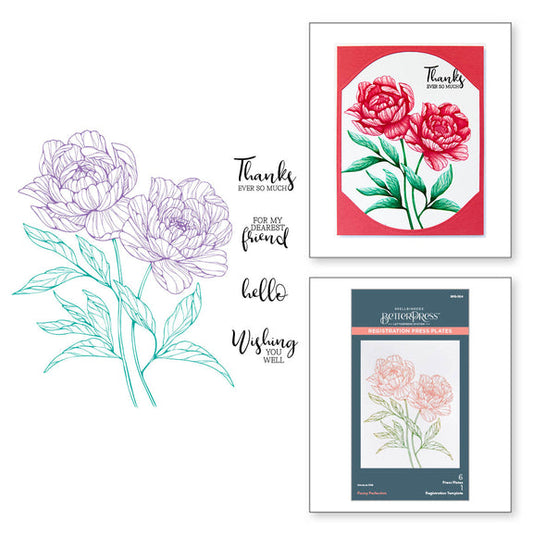 Spellbinders Peony Perfection Registration Press Plates - Cheers to You Collection