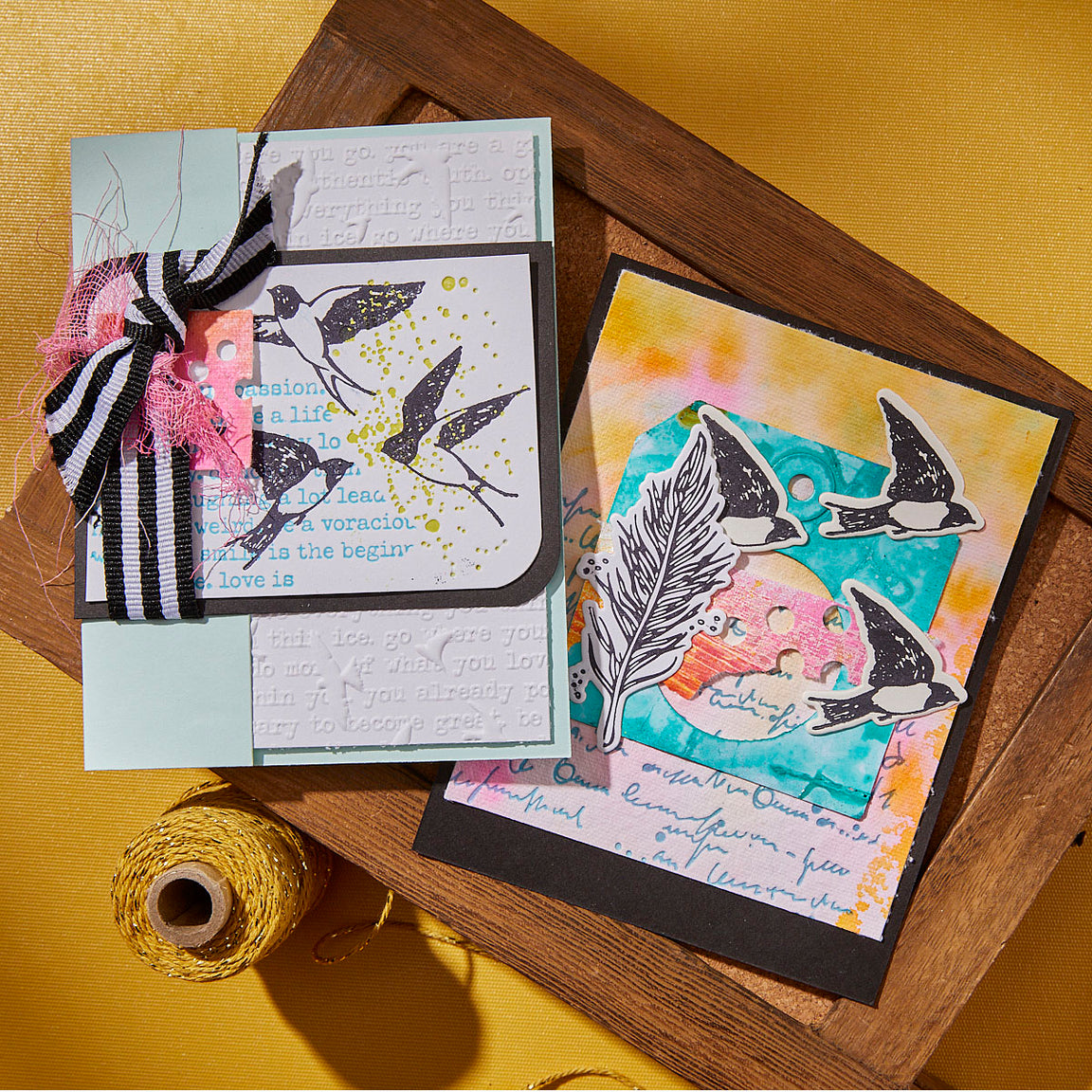 Spellbinders Scribbled Letter Embossing Folder - Collaged Birds Collection - Dina Wakley