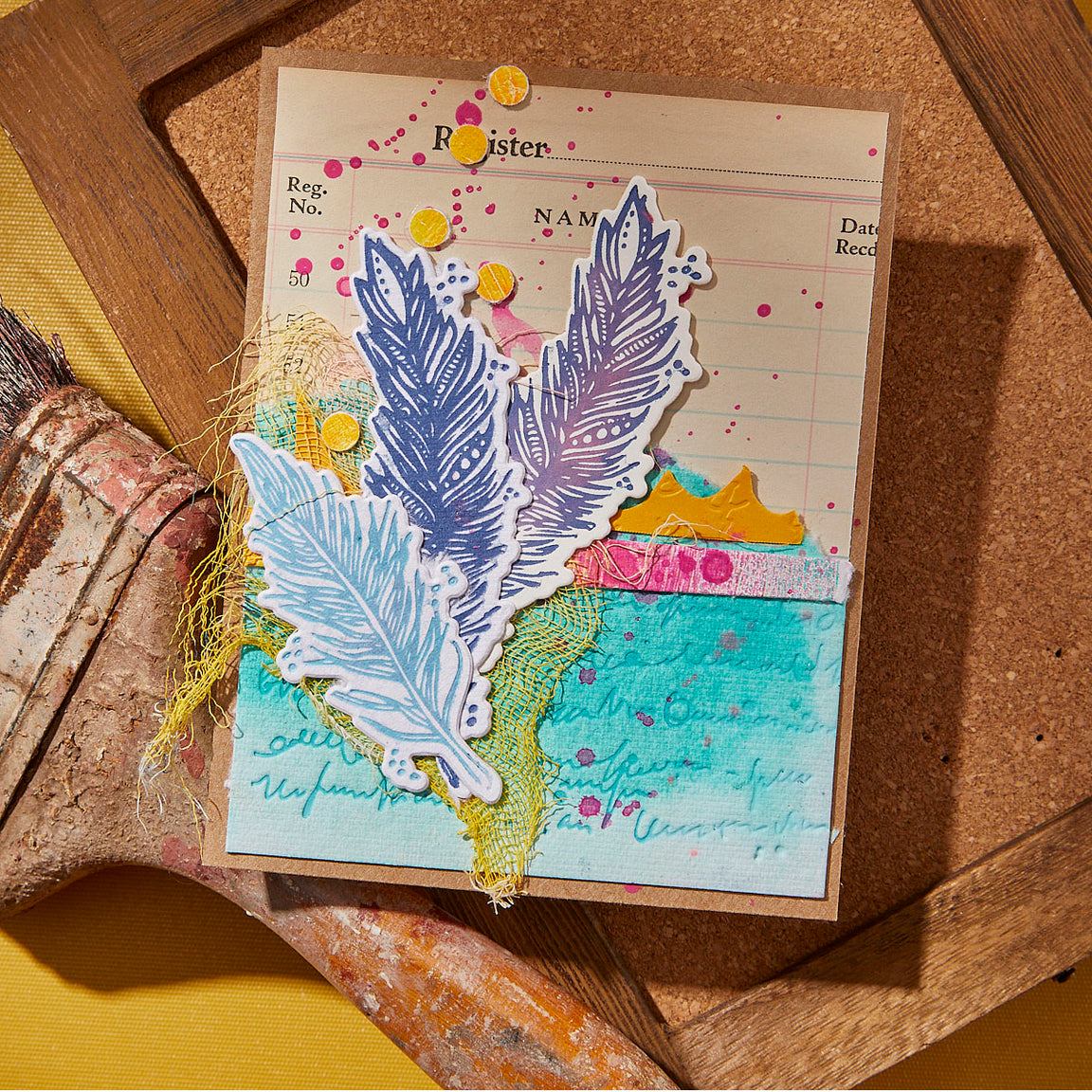 Spellbinders Feather Dream BetterPress Plates & Die Set - Collaged Birds Collection - Dina Wakley