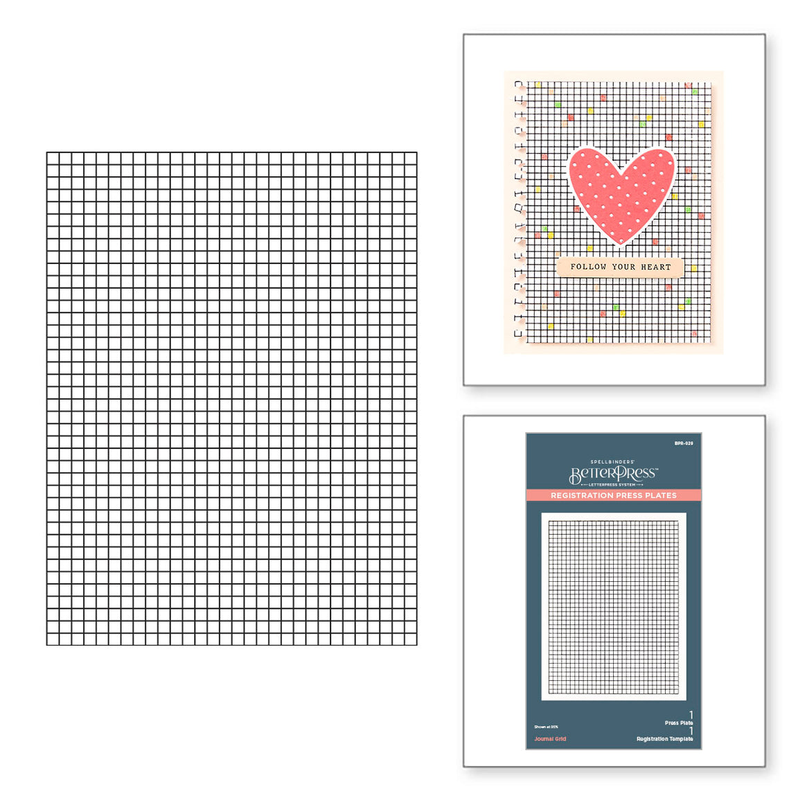 Spellbinders Journal Grid Registration Press Plates from the Take Note Collection