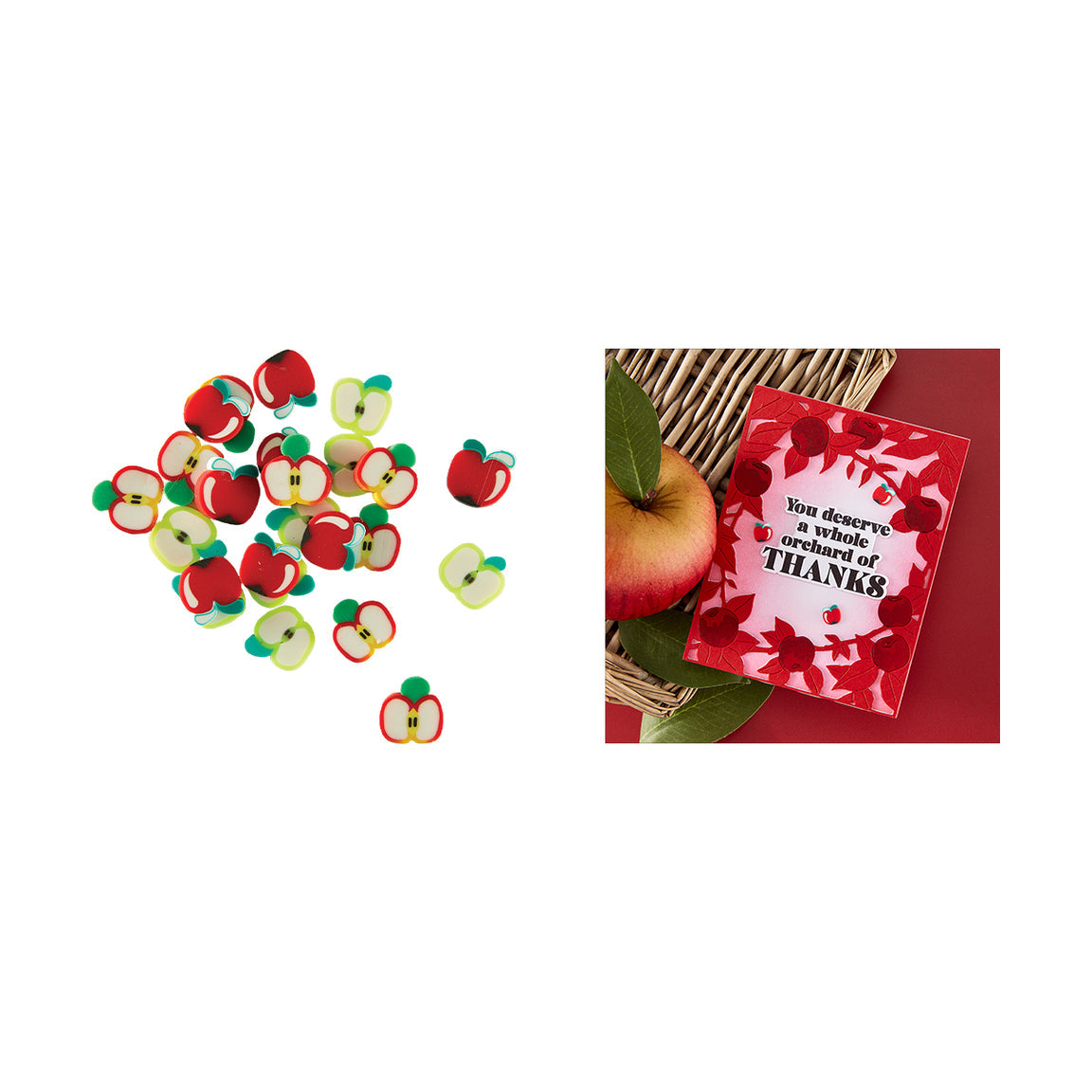 Spellbinders Hero Arts Mini Clay Apples Embellishments from the I Pick You Collection
