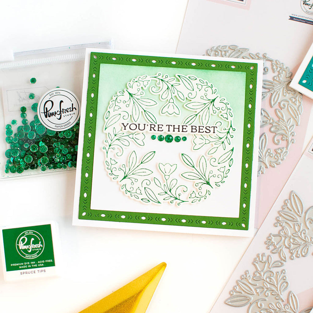 Pinkfresh Studio Floral Round Frame Press Plate & Die Set Bundle