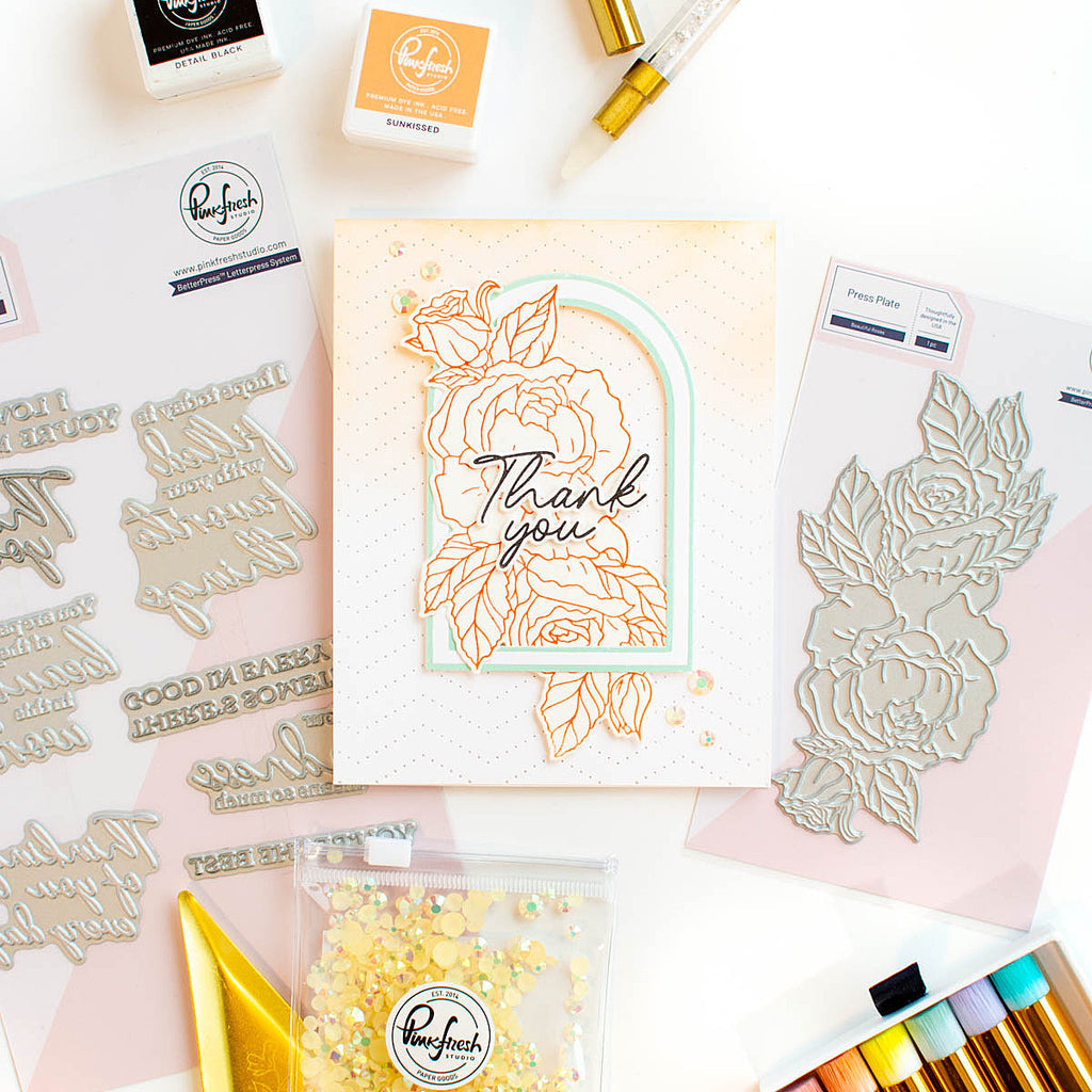 Pinkfresh Studio Beautiful Roses Press Plate & Die Set Bundle