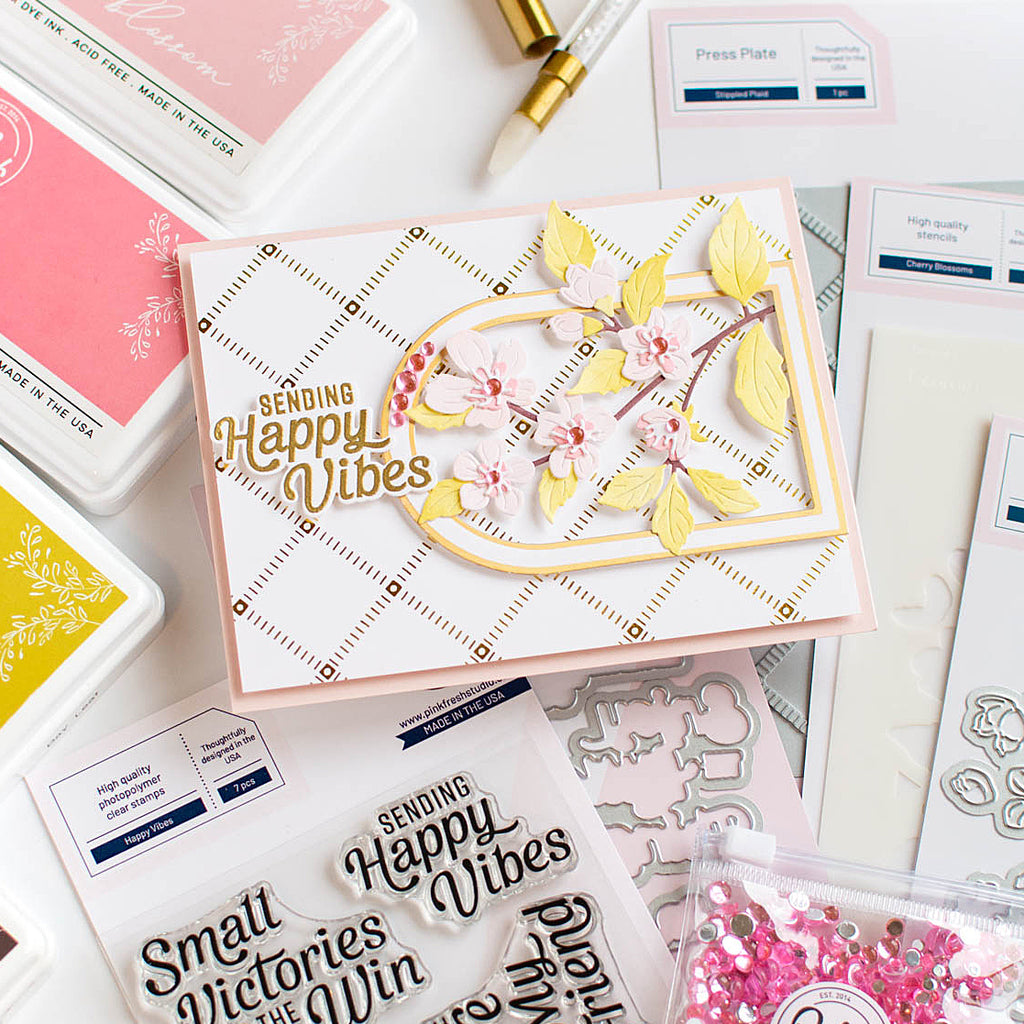 Pinkfresh Studio Cherry Blossoms Die & Stencil Bundle