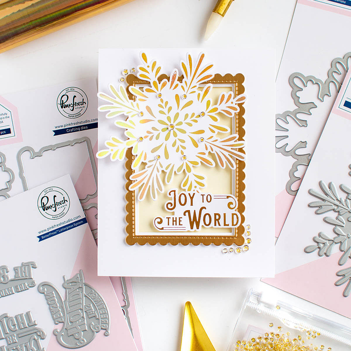 Pinkfresh Studio Radiating Snowflake Die, Stencil & Press Plate Bundle