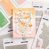 Pinkfresh Studio Art Deco Floral Arch Stamp, Die, Stencil & Press Plate Bundle