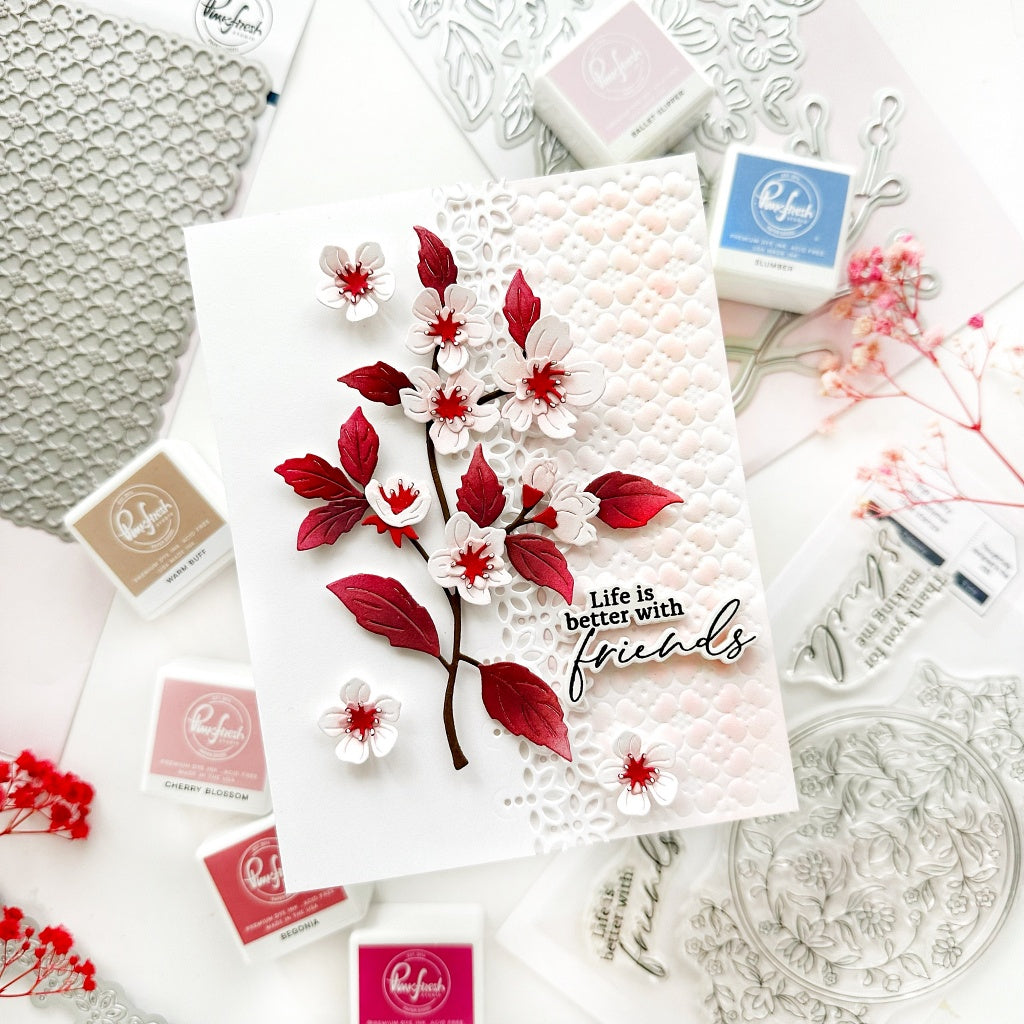 Pinkfresh Studio Cherry Blossoms Die & Stencil Bundle