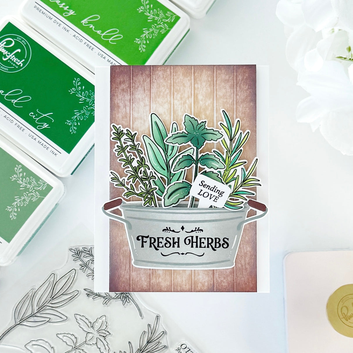 Pinkfresh Studio Herb Garden Stamp, Die & Stencil Bundle