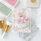 Pinkfresh Studio Playful Petals Stamp, Die, Stencil & Press Plate Bundle