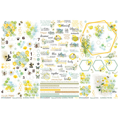 49 & Market Botanical Buzz Collection 6 x12 Rub-on Transfer Set