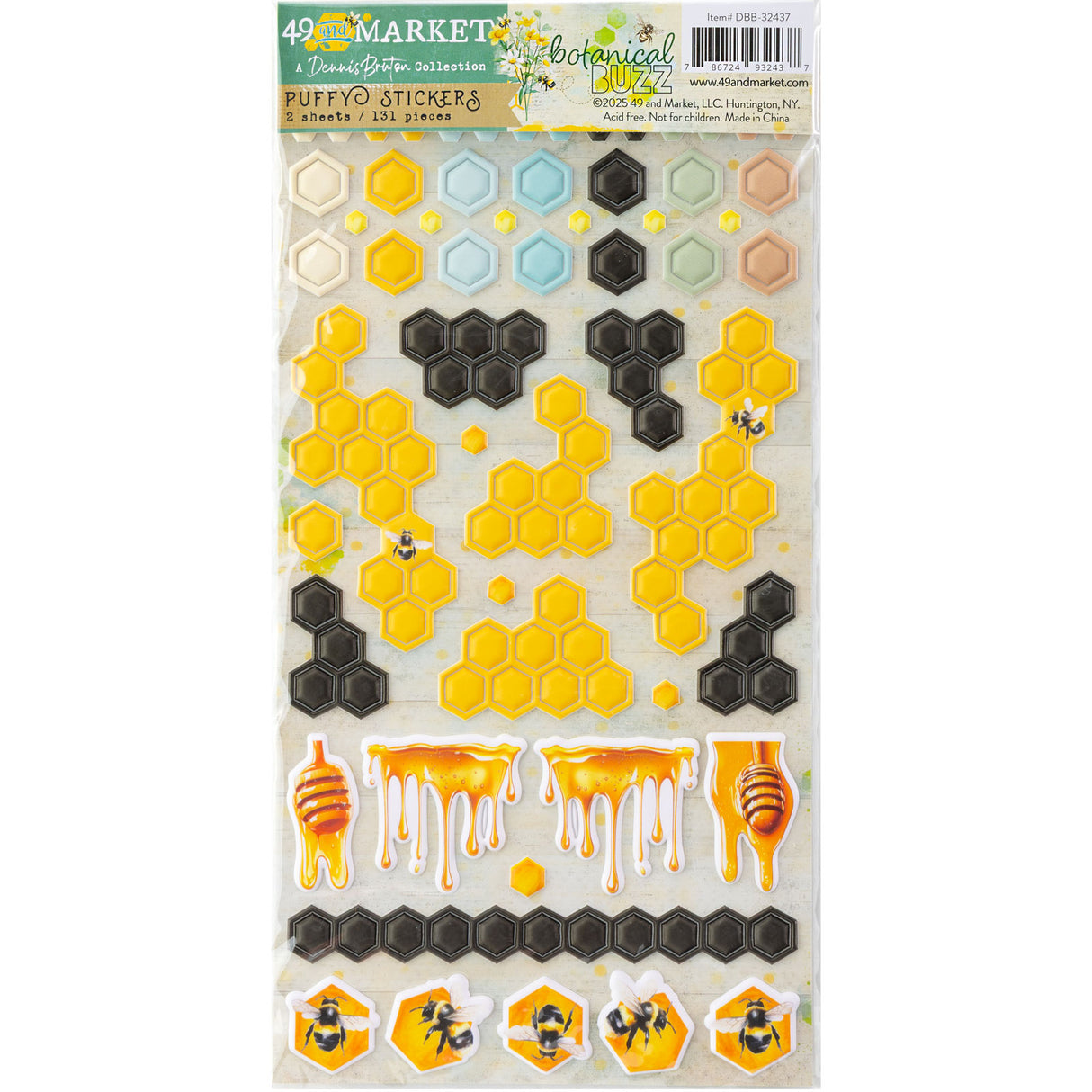 49 & Market Botanical Buzz Collection Puffy Stickers