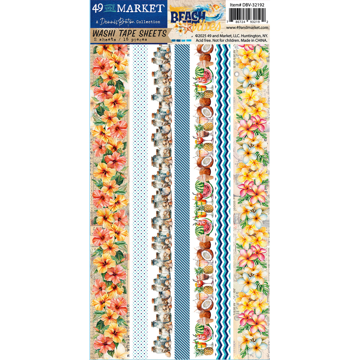 49 and Market Beach Vibes Collection Washi Tape Sheet Set