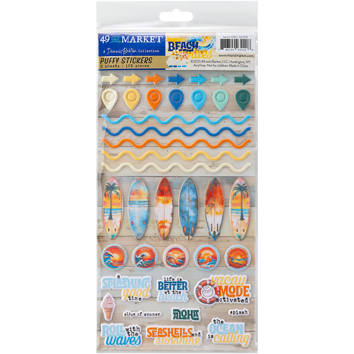 49 and Market Beach Vibes Collection Puffy Stickers
