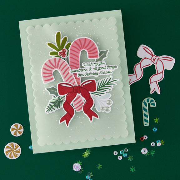 Hero Arts Candy Cane Swag Stamp & Cut Set from the Candy Cane Season Collection