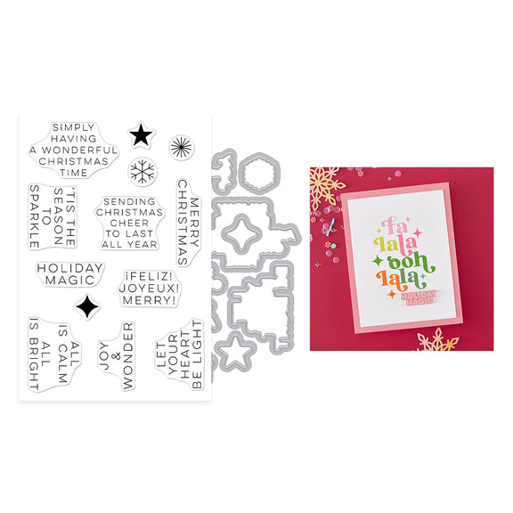 Spellbinders Hero Arts Modern Holiday Greetings Stamp & Cut Set from the Very Merry Collection