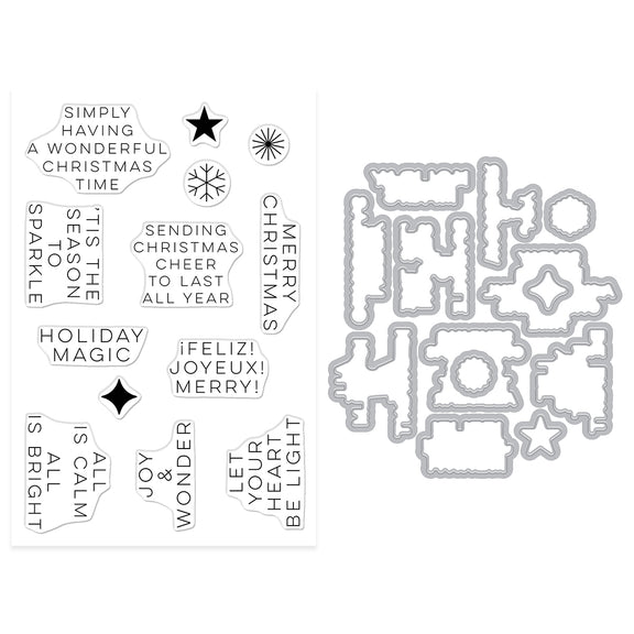Spellbinders Hero Arts Modern Holiday Greetings Stamp & Cut Set from the Very Merry Collection