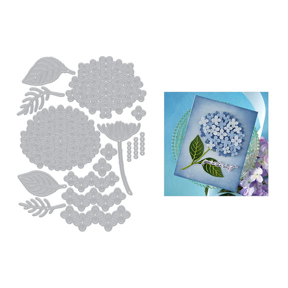 Hero Arts Layered Hydrangea Etched Dies from the Seaside Blooms Collection