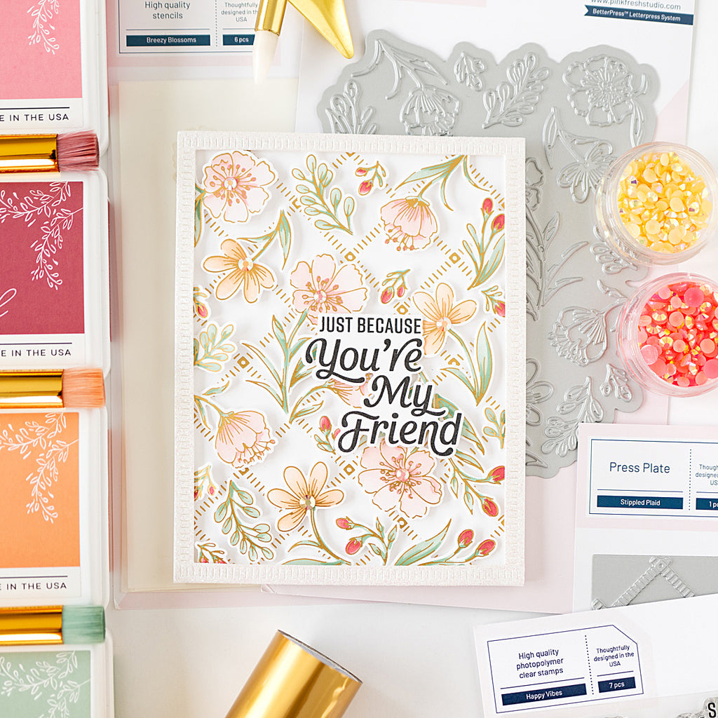 Pinkfresh Studio Happy Vibes Stamp & Die Set Bundle