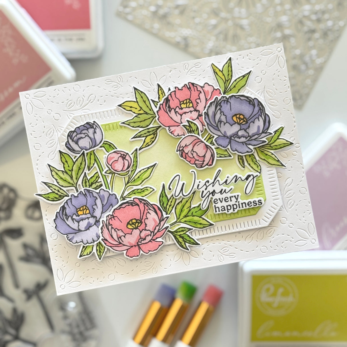 Pinkfresh Studio Blushing Blooms stencil