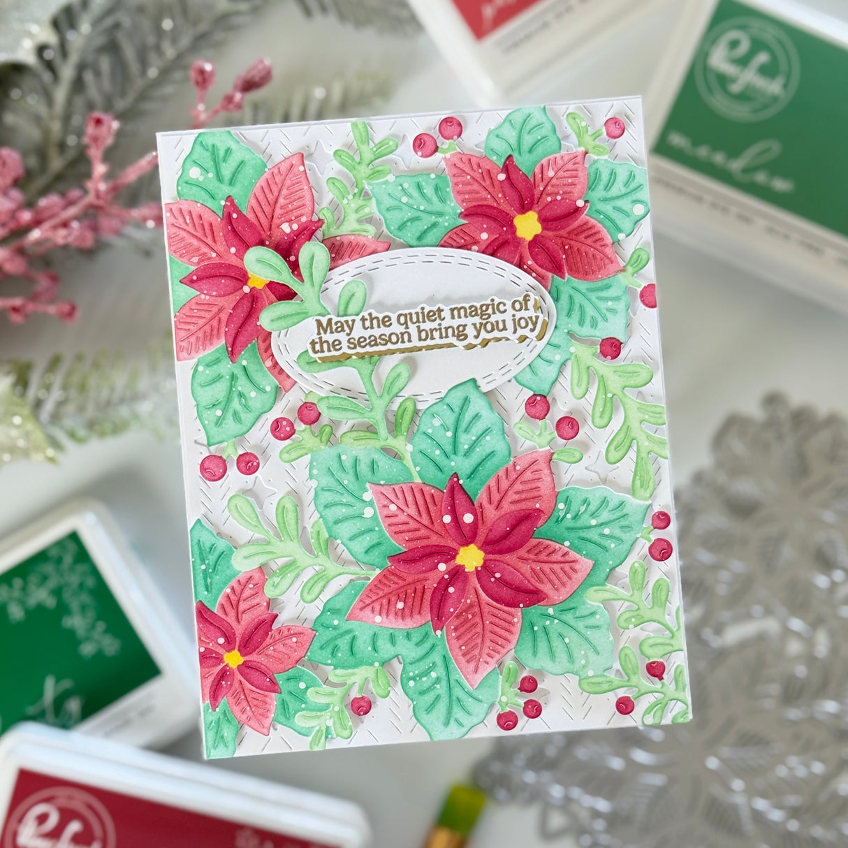 Pinkfresh Studio Whispers of Poinsettia stencil