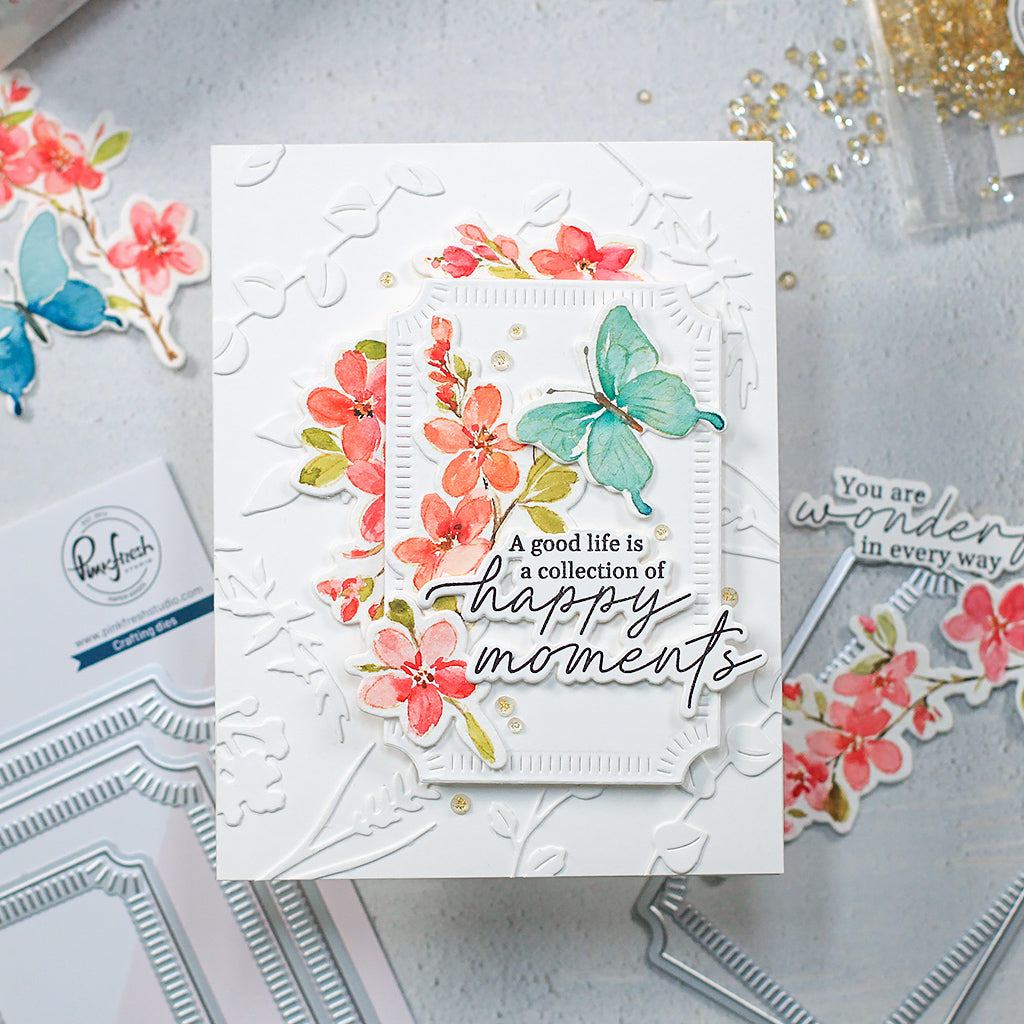Pinkfresh Studio Fluttering Butterflies Stamp, Die, Stencil & Washi Bundle