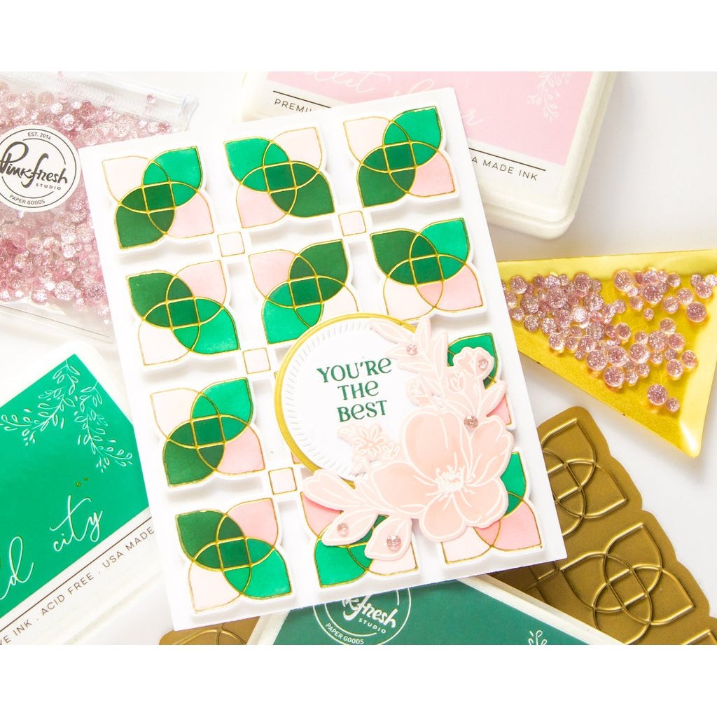 Pinkfresh Studio Overlapping Geo Leaf Hot Foil