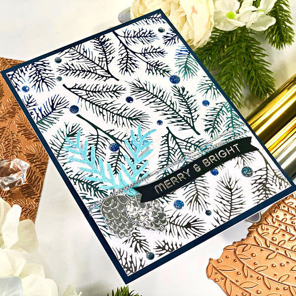 Spellbinders Pine Sprays Hot Foil Plate - Glimmer for the Holidays Collection