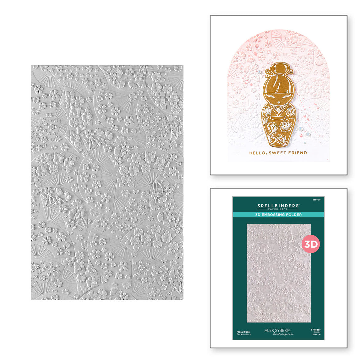 Spellbinders Floral Fans 3D Embossing Folder from the Spring in Kyoto Collection by Alex Syberia Designs